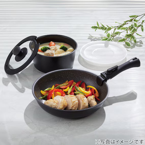 IH LIGHT POT&FRYPAN WITH DETACHABLE HANDLE 5P BK TORERU3 KY046