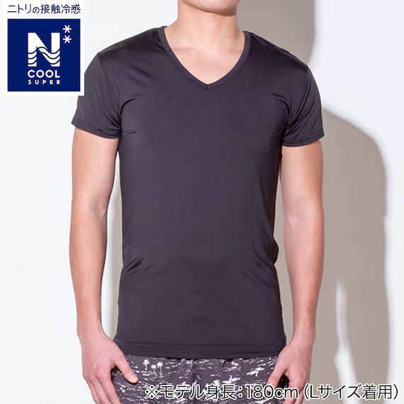 MENS SUPER COOL VNECK TSHIRTNE BK L