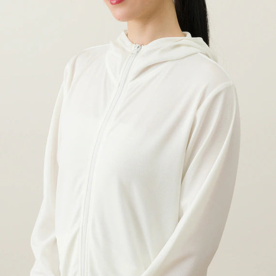 WOMENS UV CUT COOL HOODIE NE MESH WH L