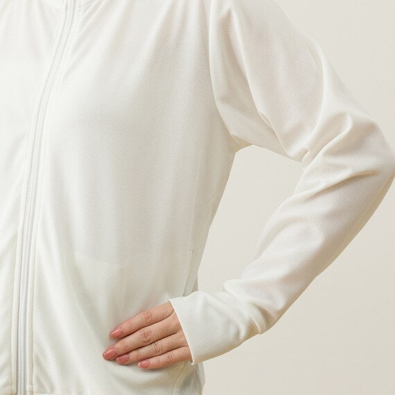 WOMENS UV CUT COOL HOODIE NE MESH WH L