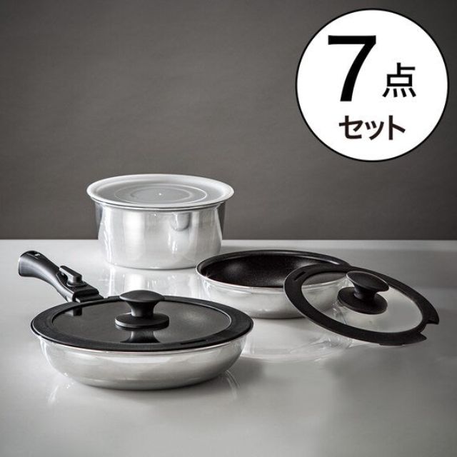 IH LIGHT POT & FRY PAN WITH DETACHABLE HANDLE 7P SET KS2