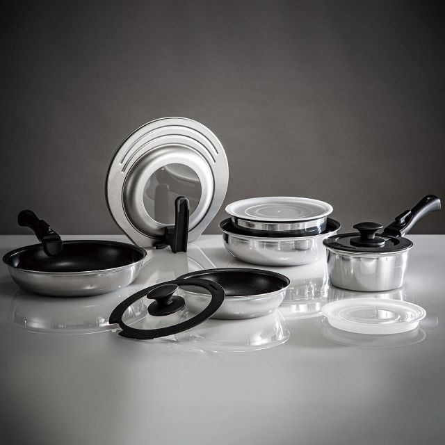 IH LIGHT POT & FRY PAN WITH DETACHABLE HANDLE 12-PCS SET KS2