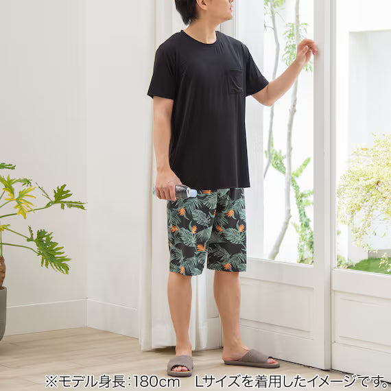 MEN SUPER COOL ROOMWEAR SET BOTANICAL BK M