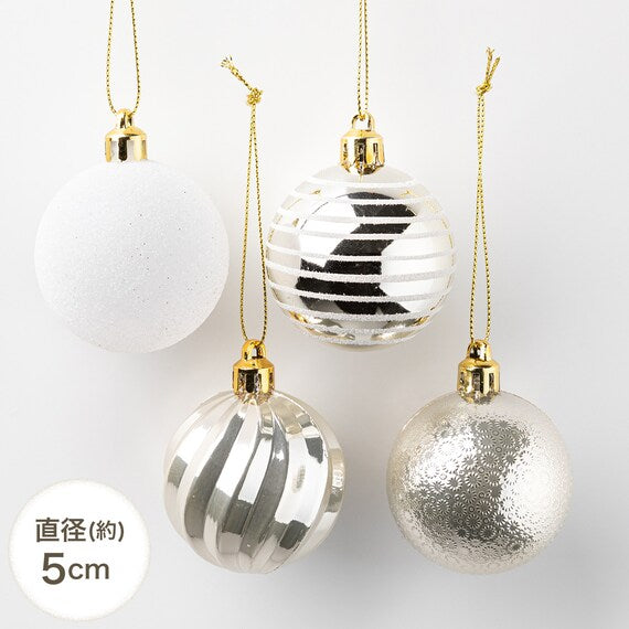 CHRISTMAS ORNAMENTS 30P WHITE & GOLD MIX N2ST