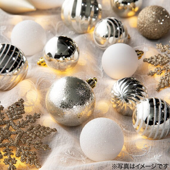 CHRISTMAS ORNAMENTS 30P WHITE & GOLD MIX N2ST