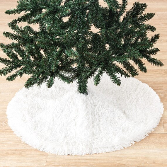 CHRISTMAS TREE SKIRT FAKE FUR WHITE M-SIZE NHN
