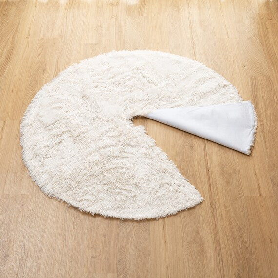 CHRISTMAS TREE SKIRT FAKE FUR WHITE M-SIZE NHN