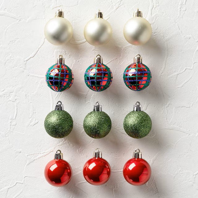 CHRISTMAS S/12 4CM BALL GREEN NTR21034 N2KR