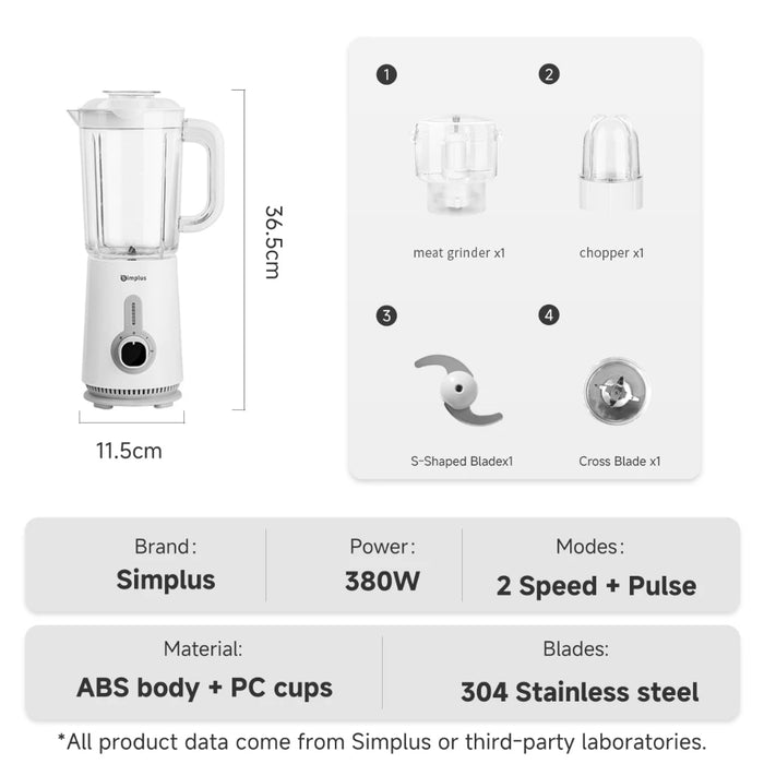 3 IN 1 FOOD PROCESSOR 005 380W 1.25L WHITE EU