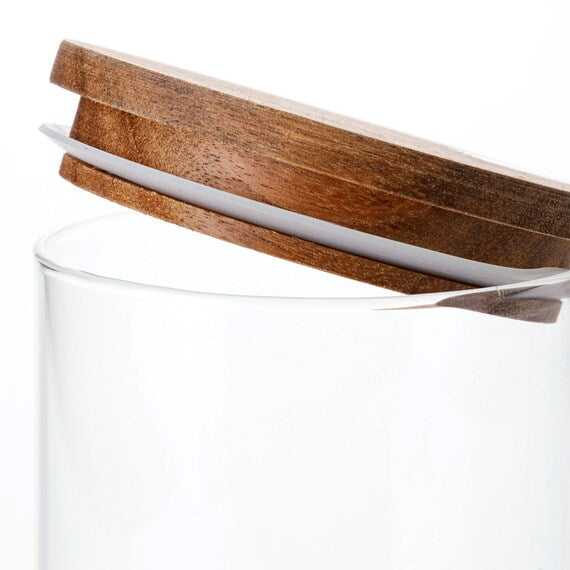 ACACIA LID GLASS CANISTER L 820ML