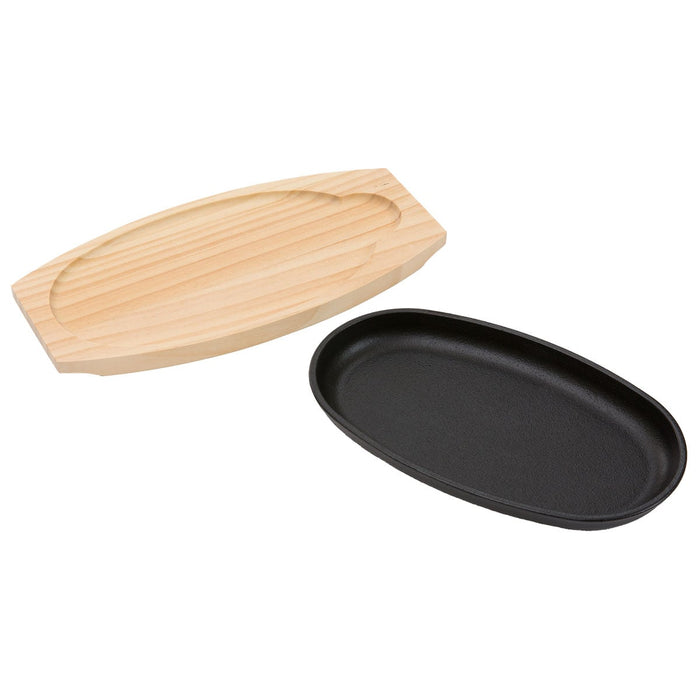 CAST IRON GRILL PLATE WITH WOODEN BASE XG995