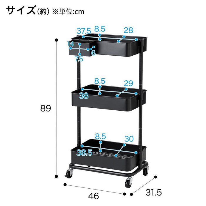 STEEL WAGON TROLLEY 3 BK