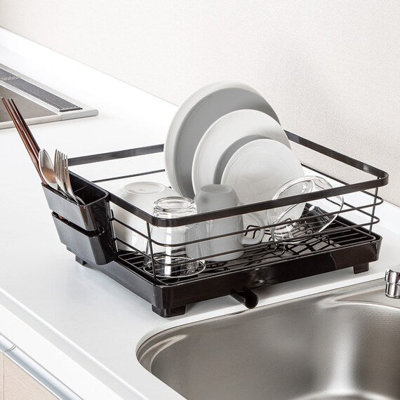 DISH DRAINER DOUBLE COATING 1-TIER WIDE BK