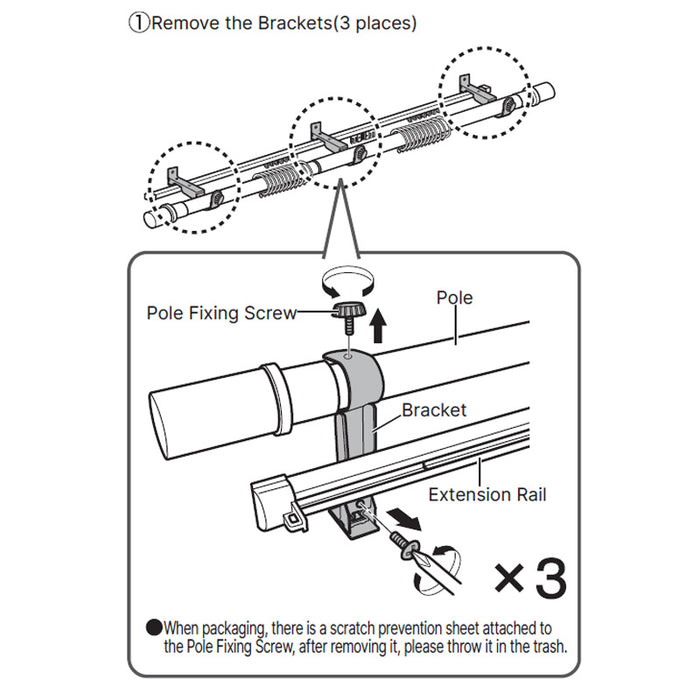 FLEXIBLE CURTAIN POLE FRESCO3 WH 2M/W