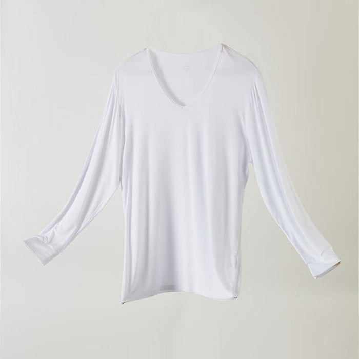 MEN MODAL LYCRA VNECK LONG WH M