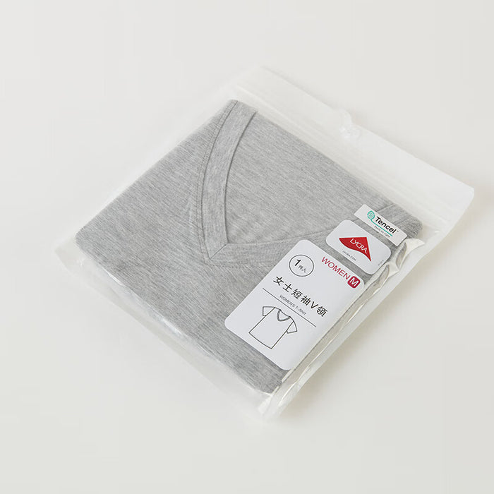 WOMEN MODAL VNECK SHORT GY L