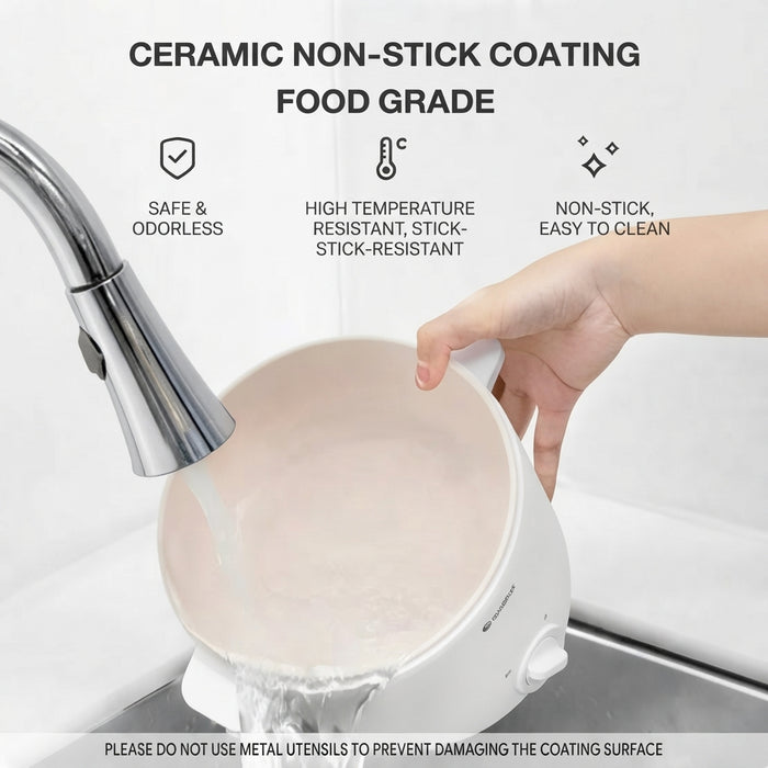 ELECTRIC COOKING POT 010 DOUBLE HANDLE WITH STEAMER 3L WHITE EU