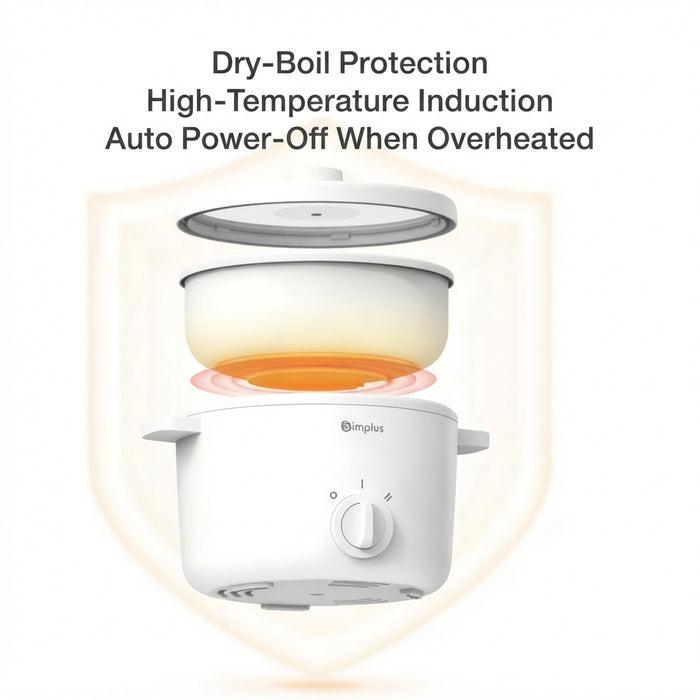ELECTRIC COOKING POT 010 DOUBLE HANDLE WITH STEAMER 3L WHITE EU