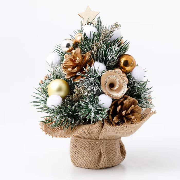 CHRISTMAS ORNAMENT MINI TREE SET GOLD N3LC