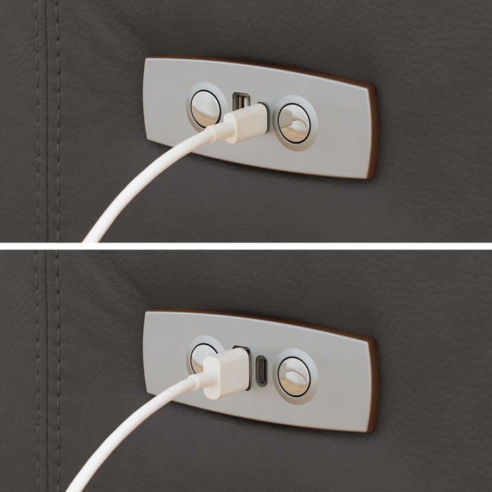 2P ELECTRIC SOFA N-BELIEVA 3 TK-LEATHER DGY