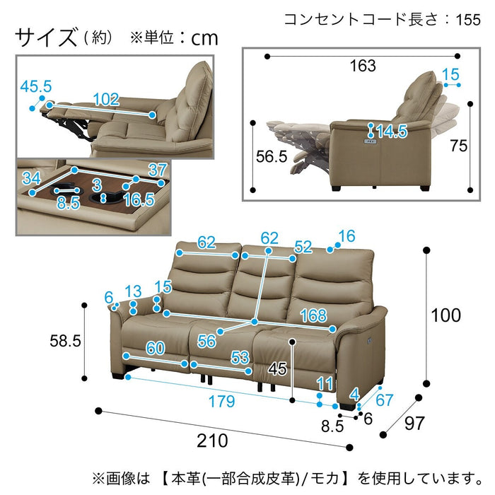 3P ELECTRIC SOFA N-BELIEVA 3 TK-LEATHER BR